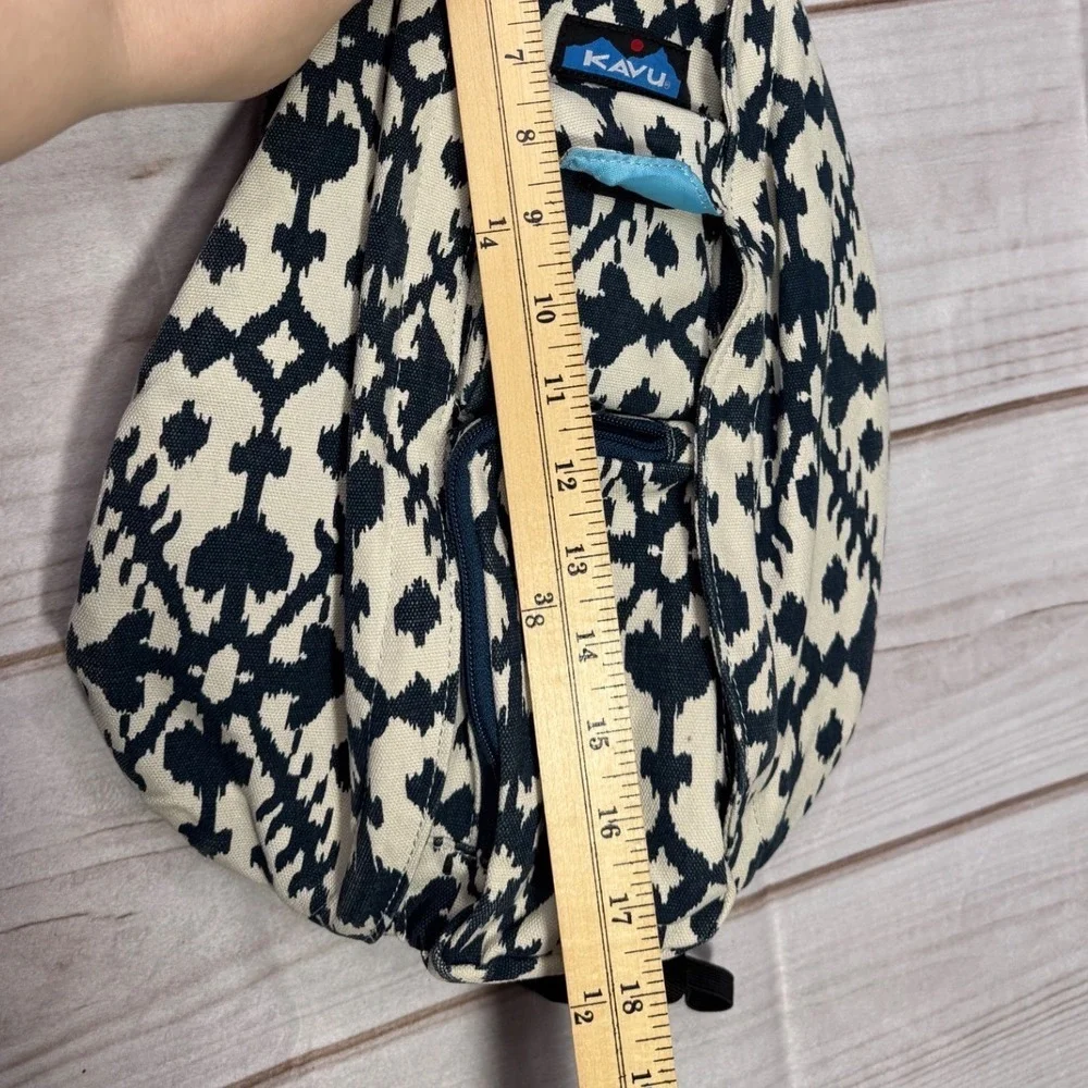 KAVU Rope Bag Sling Backpack Navy White Geometric Canvas Crossbody